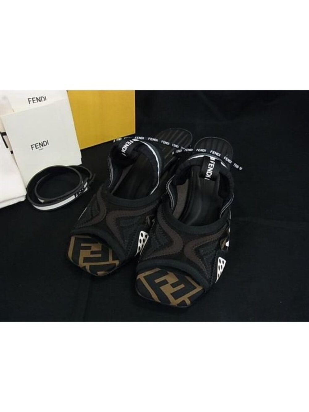 Fendi Mesh Nylon Heels Shoes Black Ivory